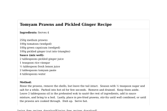Tomyam Prawns and Pickled Ginger Recipe