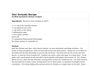 Tori Teriyaki Recipe