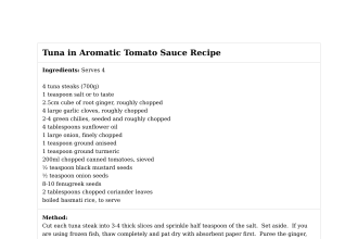 Tuna in Aromatic Tomato Sauce Recipe