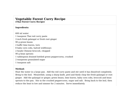 Vegetable Forest Curry Recipe