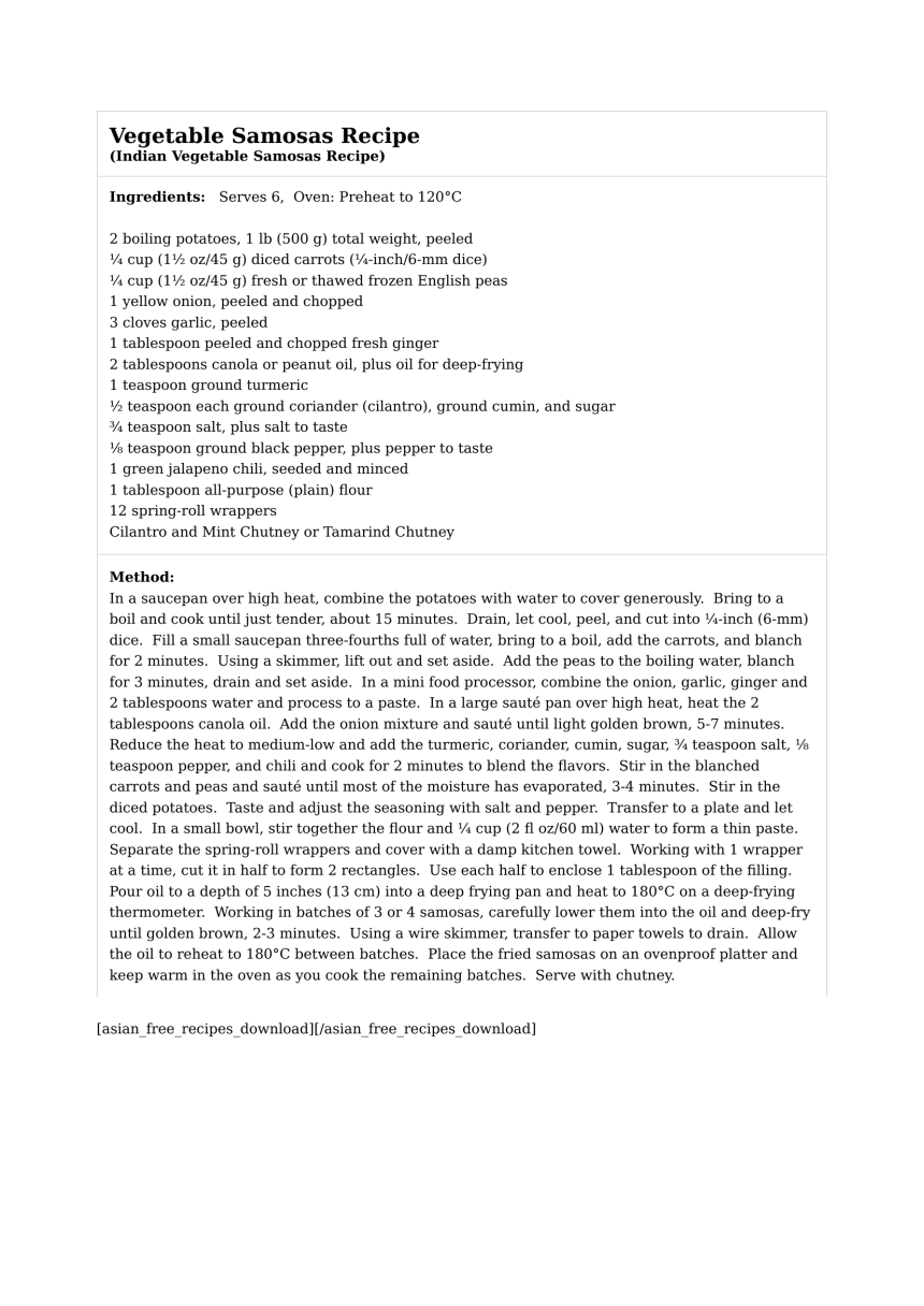 Vegetable Samosas Recipe