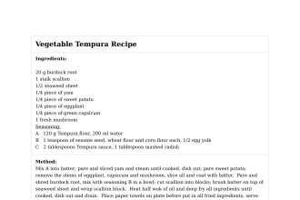 Vegetable Tempura Recipe
