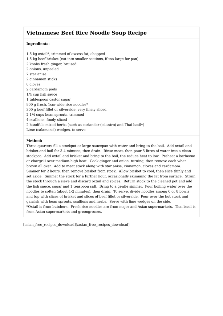 Vietnamese Beef Rice Noodle Soup Recipe