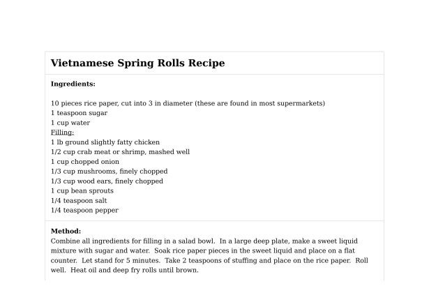 Vietnamese Spring Rolls Recipe