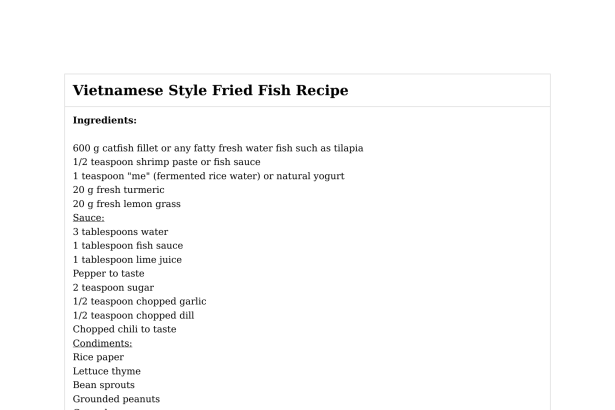 Vietnamese Style Fried Fish Recipe