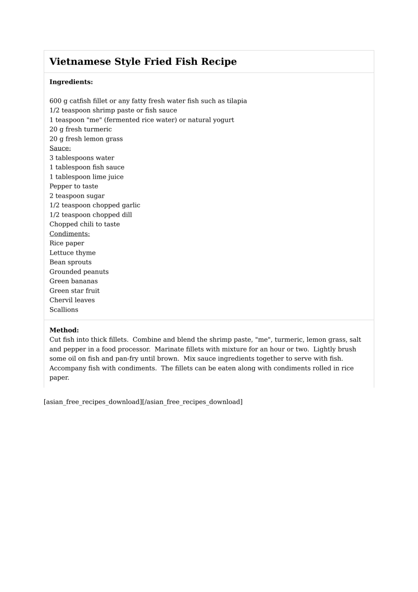 Vietnamese Style Fried Fish Recipe