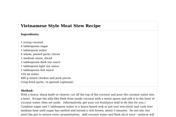 Vietnamese Style Meat Stew Recipe