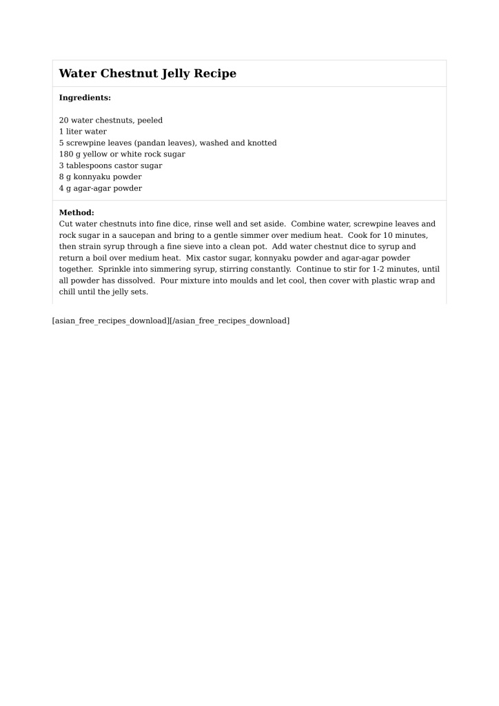 Water Chestnut Jelly Recipe