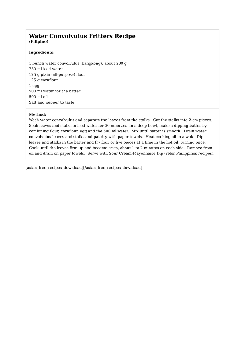 Water Convolvulus Fritters Recipe
