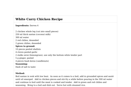 White Curry Chicken Recipe