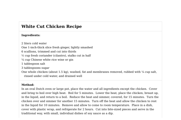 White Cut Chicken Recipe