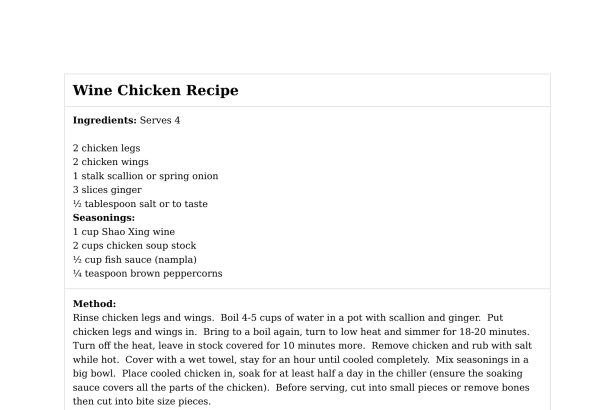 Wine Chicken Recipe