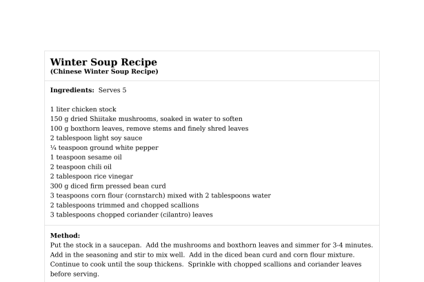 Winter Soup Recipe