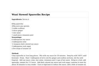 Wuxi Stewed Spareribs Recipe