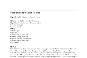 Yam and Sago Cake Recipe