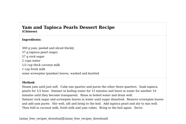 Yam and Tapioca Pearls Dessert Recipe