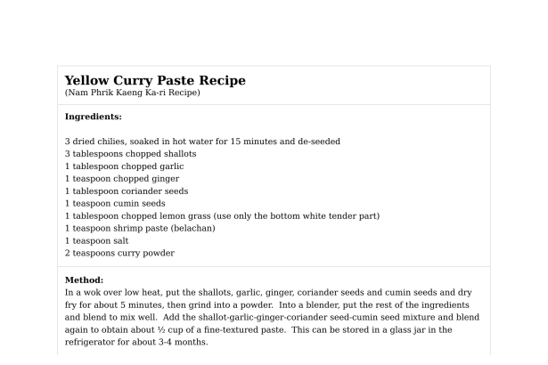 Yellow Curry Paste Recipe