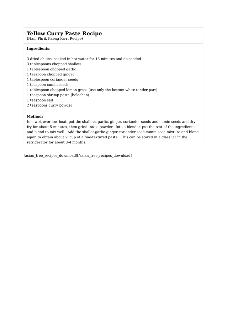 Yellow Curry Paste Recipe